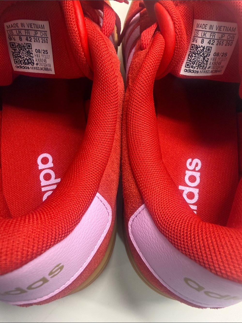 adidas Woman’s Red Suede Platform Sneakers with Pink Stripes. Size 9.5 - Picture 6 of 9